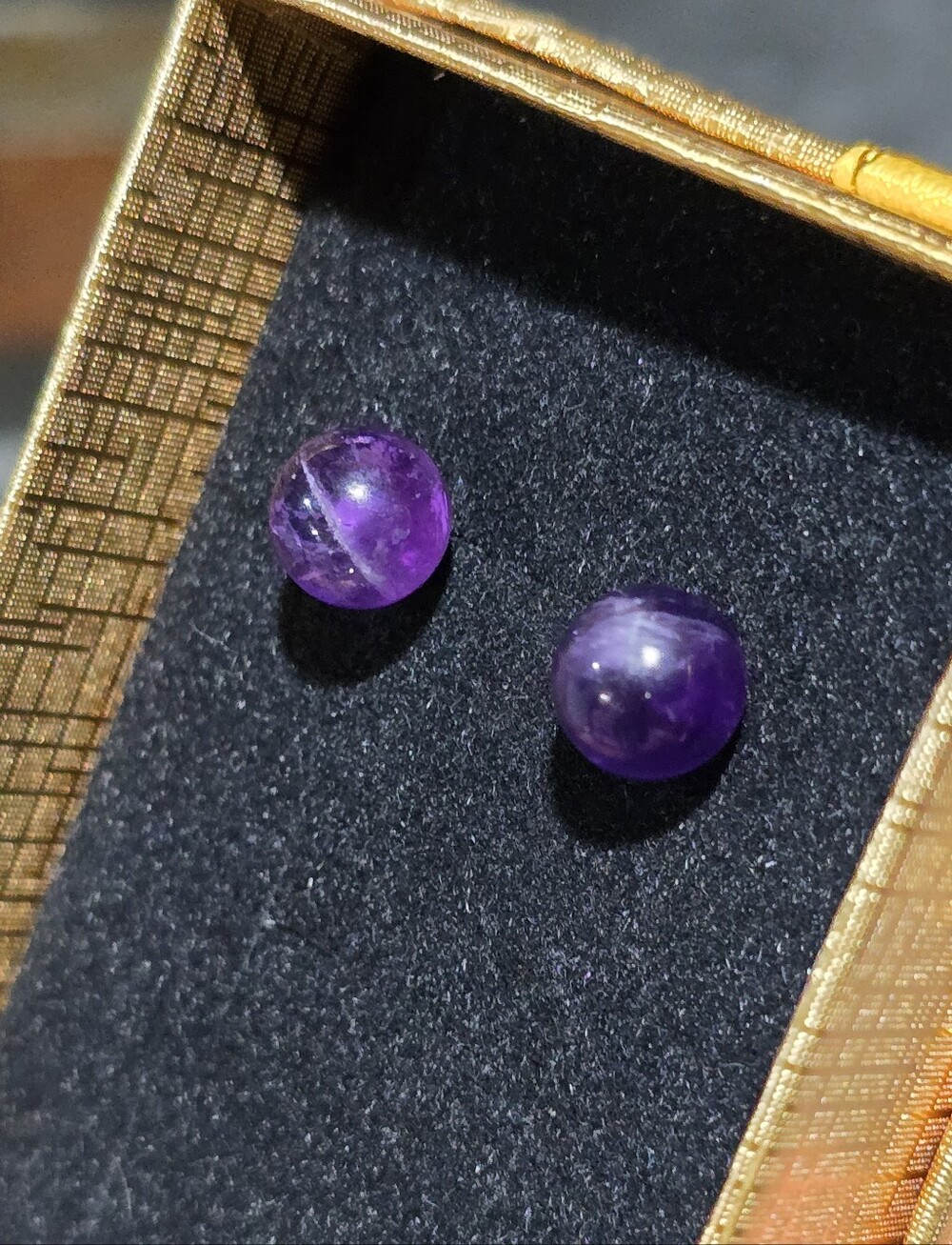 10k Solid Gold Posts Amethyst Round Stud Earrings